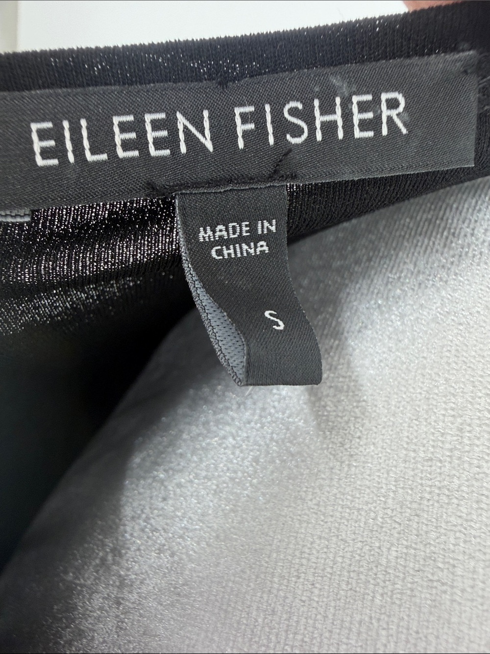 Eileen Fisher Black 100% Silk Sequin Embellished Tunic Tank Top Small - Picture 5 of 6